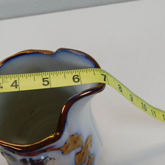 Antique Flow Blue Ceramic Copper Luster Commemorative Jug Cambell Havelock FLAW - Picture 13 of 14